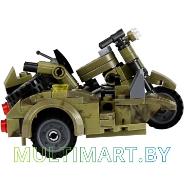 Конструктор XingBao XB-06008 Военный мотоцикл с коляской (256 деталей) картинка 5